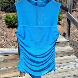 ReoRia Bright Blue Sleeveless Ruched Bodysuit